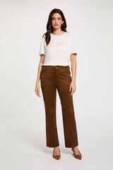 Morgan Suede straight trousers Orange