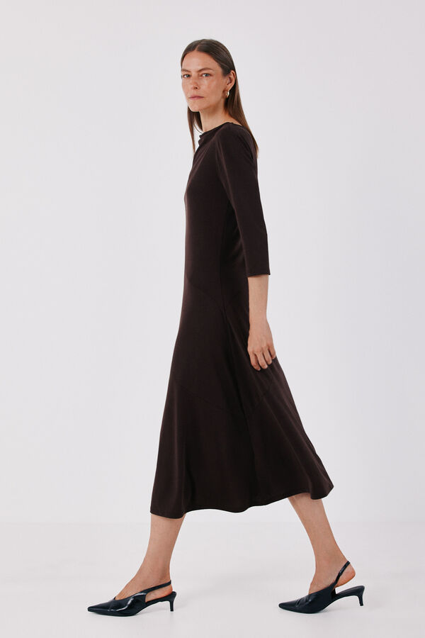 Cortefiel V-shaped dress Dark brown
