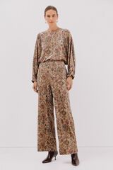 Cortefiel print velvet pants Printed brown