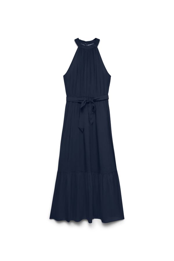 Vero Moda Vestido largo escote halter Azul marino
