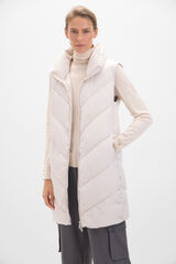 Cortefiel Long funnel neck gilet Ivory