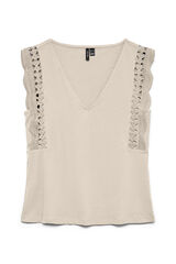 Vero Moda Sleeveless top with openwork details Beige