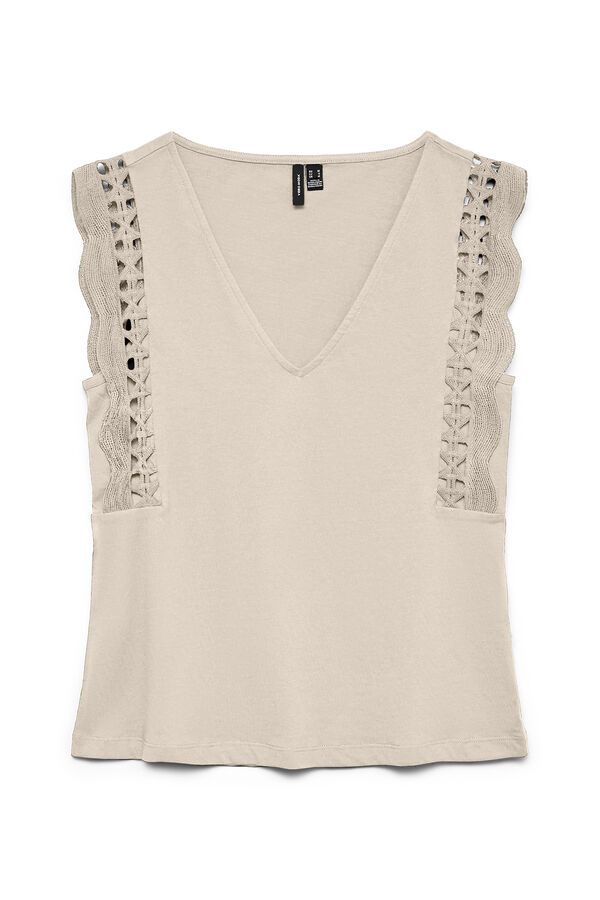 Vero Moda Sleeveless top with openwork details Beige