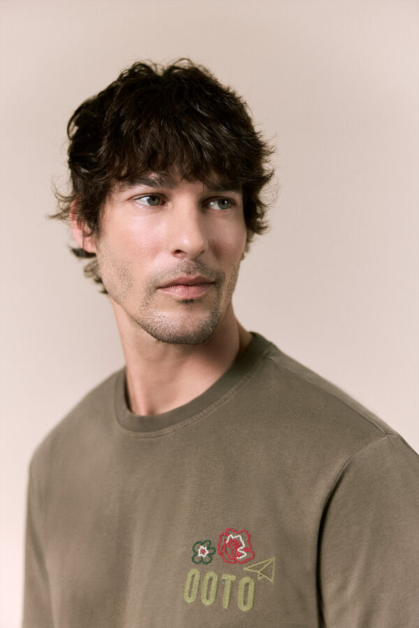 OOTO T-shirt gr&aacute;fica lavada Verde