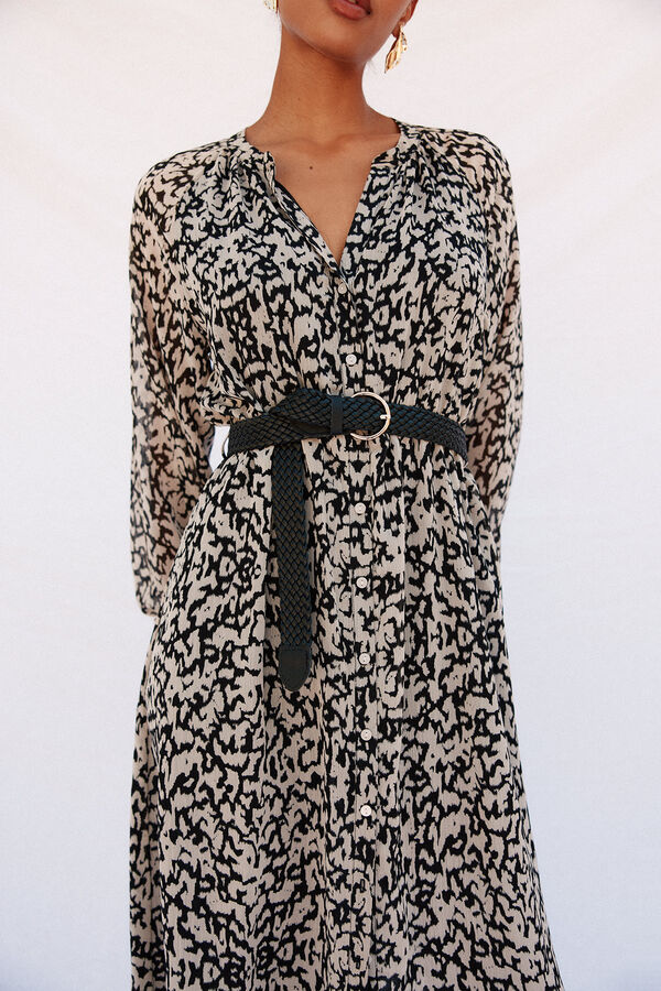 Cortefiel Vestido camisero estampado cinturón Multicolor