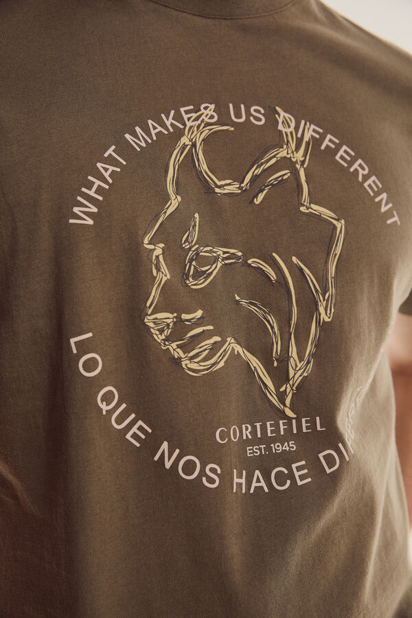 Cortefiel Iberian lynx T-shirt Kaki