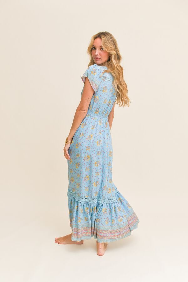 Jaase Vestido comprido Carmen Azul