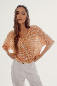 Cortefiel Two-tone open-knit jumper Orange