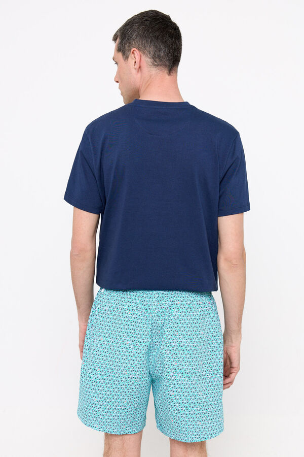 Cortefiel Triangular geometric print swimsuit Blue