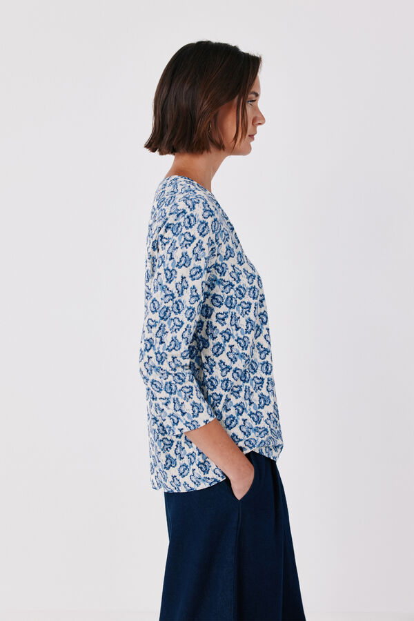 Cortefiel Henley T-shirt Printed white