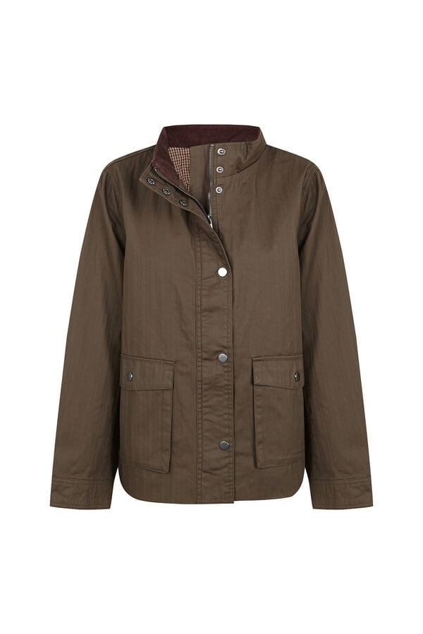 Cortefiel Short waxed parka Dark brown