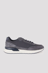Cortefiel Leather and textile sneaker Grey
