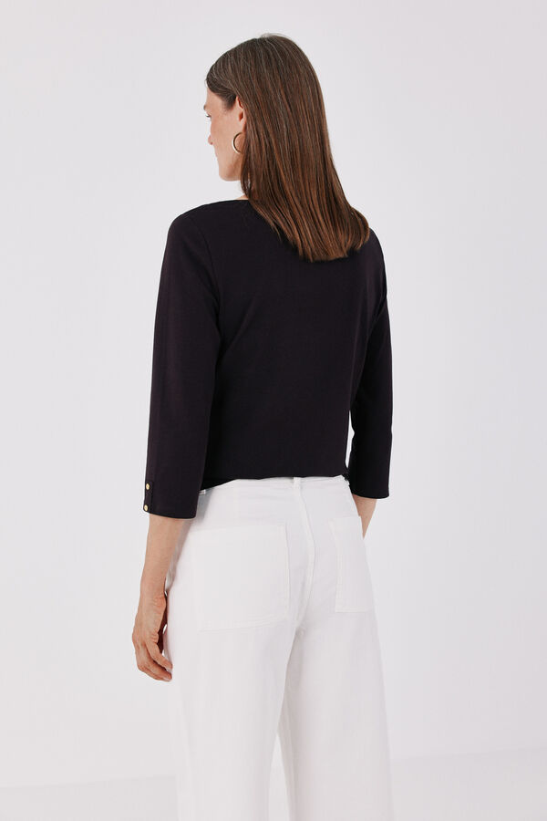 Cortefiel Boat neck T-shirt Dark brown