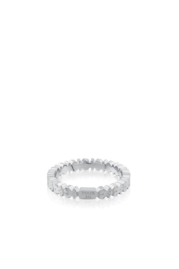 Cortefiel Straight silver ring with bear Grey