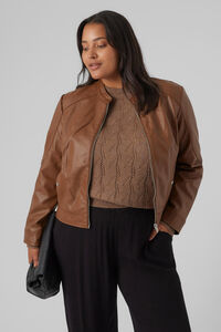 Cortefiel Curve faux leather jacket Brown