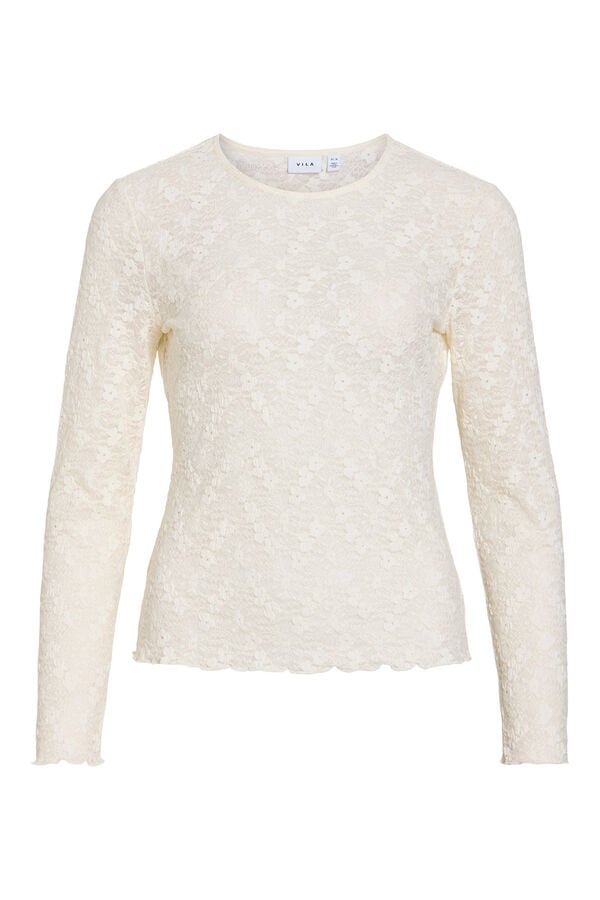 Vila T-shirt de renda floral Branco