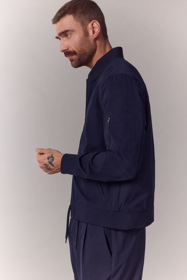 OOTO Blus&atilde;o bomber t&eacute;cnico Azul