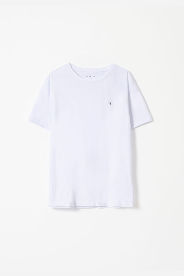 PuroEGO T-shirt b&aacute;sica em algod&atilde;o Branco