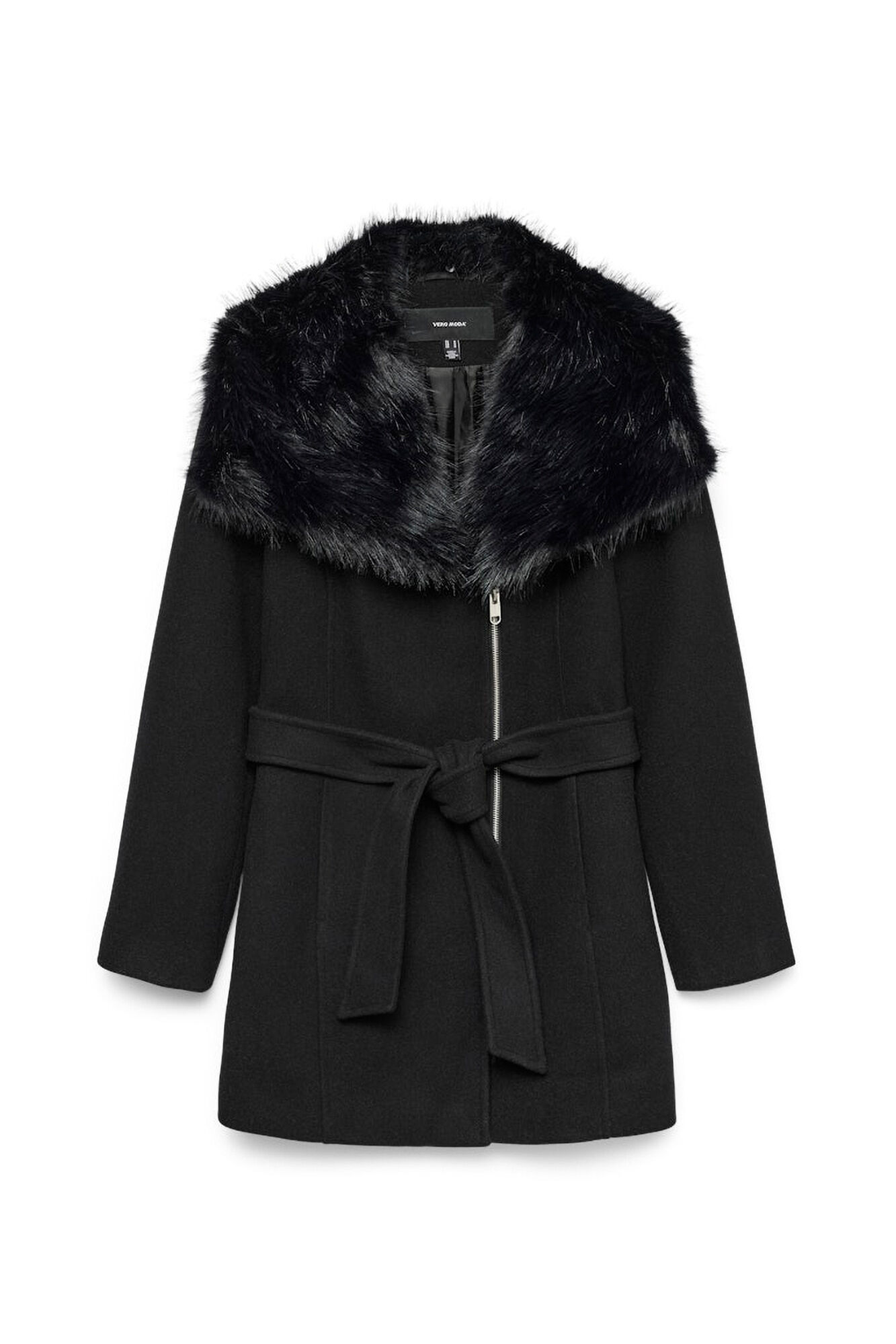 Vero Moda Sobretudo de pano com gola de pele 