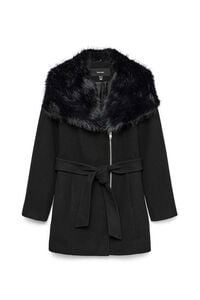 Vero Moda Sobretudo de pano com gola de pele 