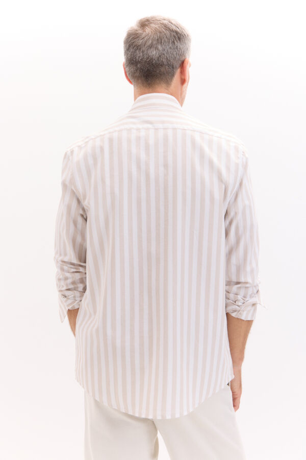 Cortefiel striped poplin shirt Beige