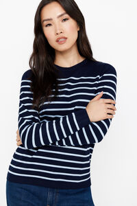Cortefiel Two-tone striped jumper Printed blue