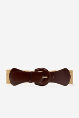 Cortefiel Raffia sash belt Nude