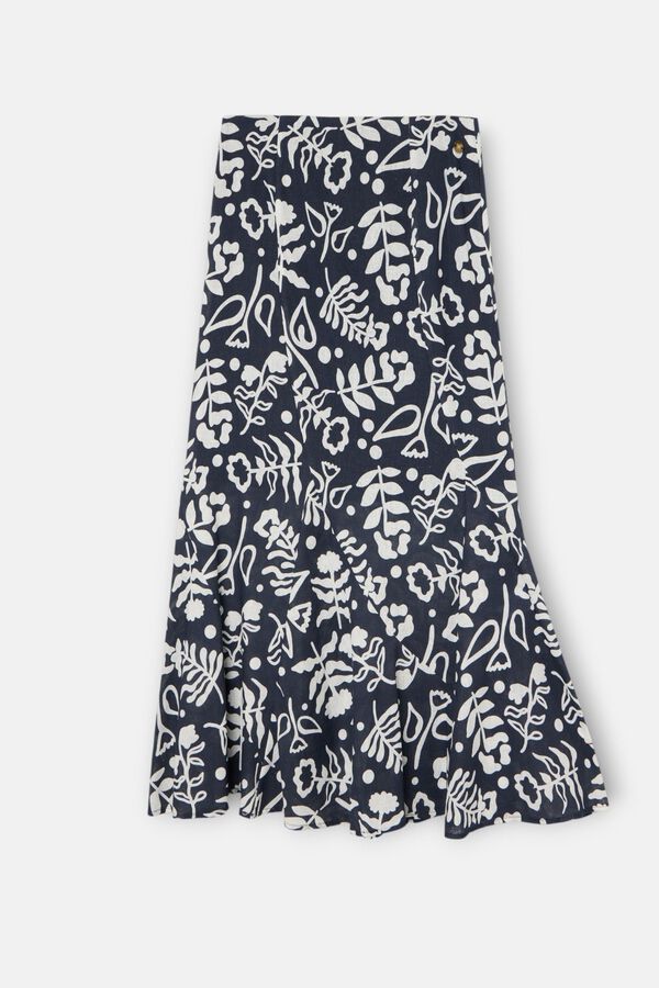 Silbon Saia fluida com folhos estampada Azul