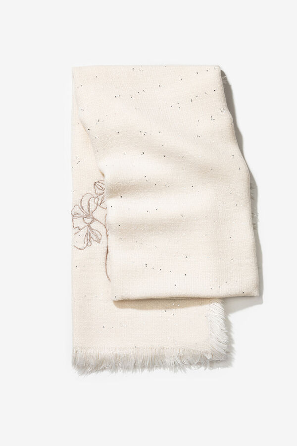 Vilanova Cachecol bordado floral Tostado