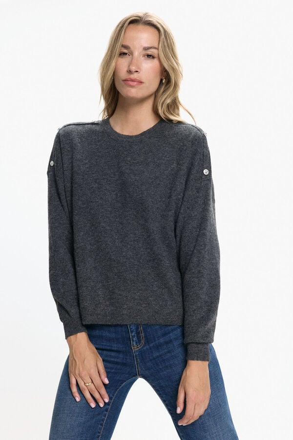 Vero Moda Camisola com botões de joia Cinzento