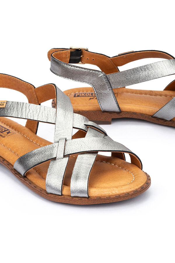 Pikolinos Sand&aacute;lias rasas com fivela para mulher Cinzento