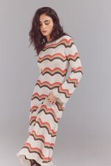 Slowlove Vestido multicolor em malha malha Ecru