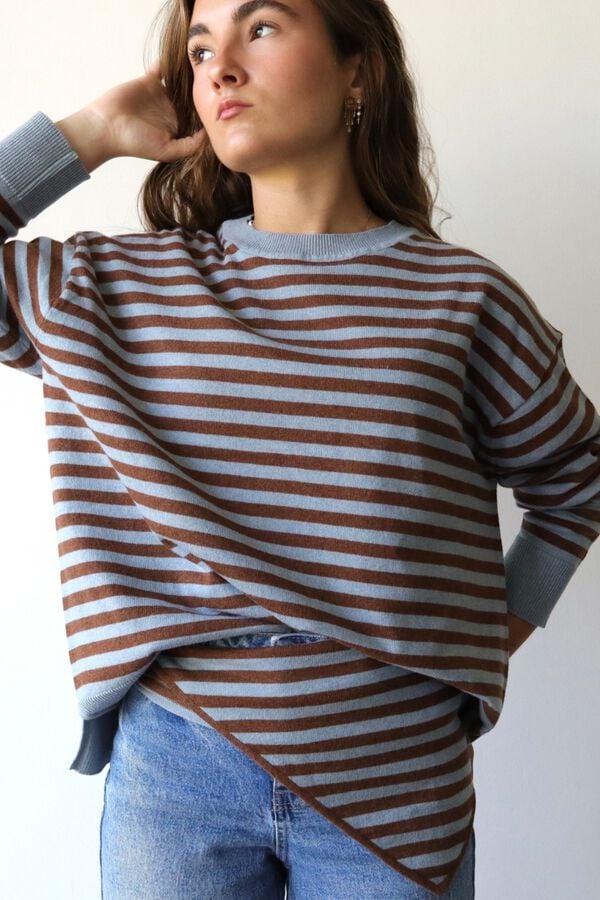 Mutitaa Striped crew neck women's jumper with bandana Multicolour