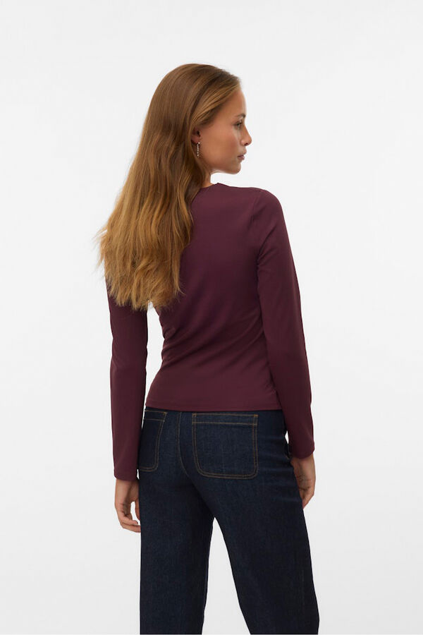 Vero Moda Top manga larga escote cuadrado Rojo