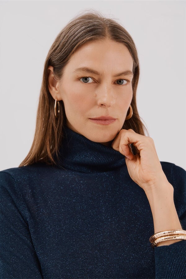 Cortefiel Fine lurex sweater Navy