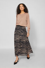 Cortefiel Long printed skirt Dark brown