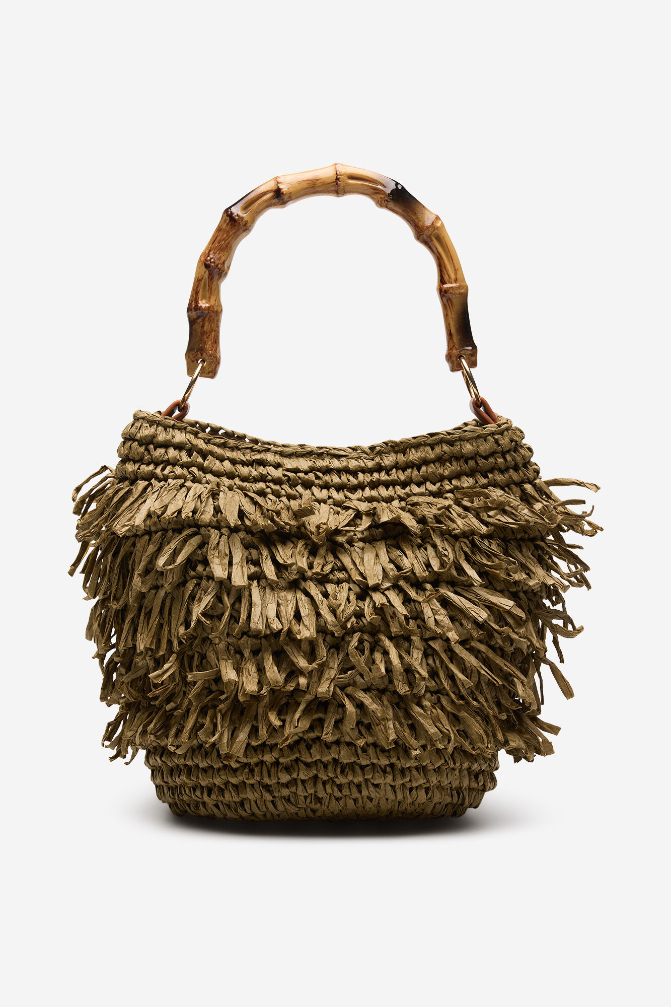 Cortefiel Raffia fringed handbag