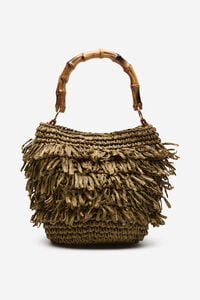 Cortefiel Raffia fringed handbag