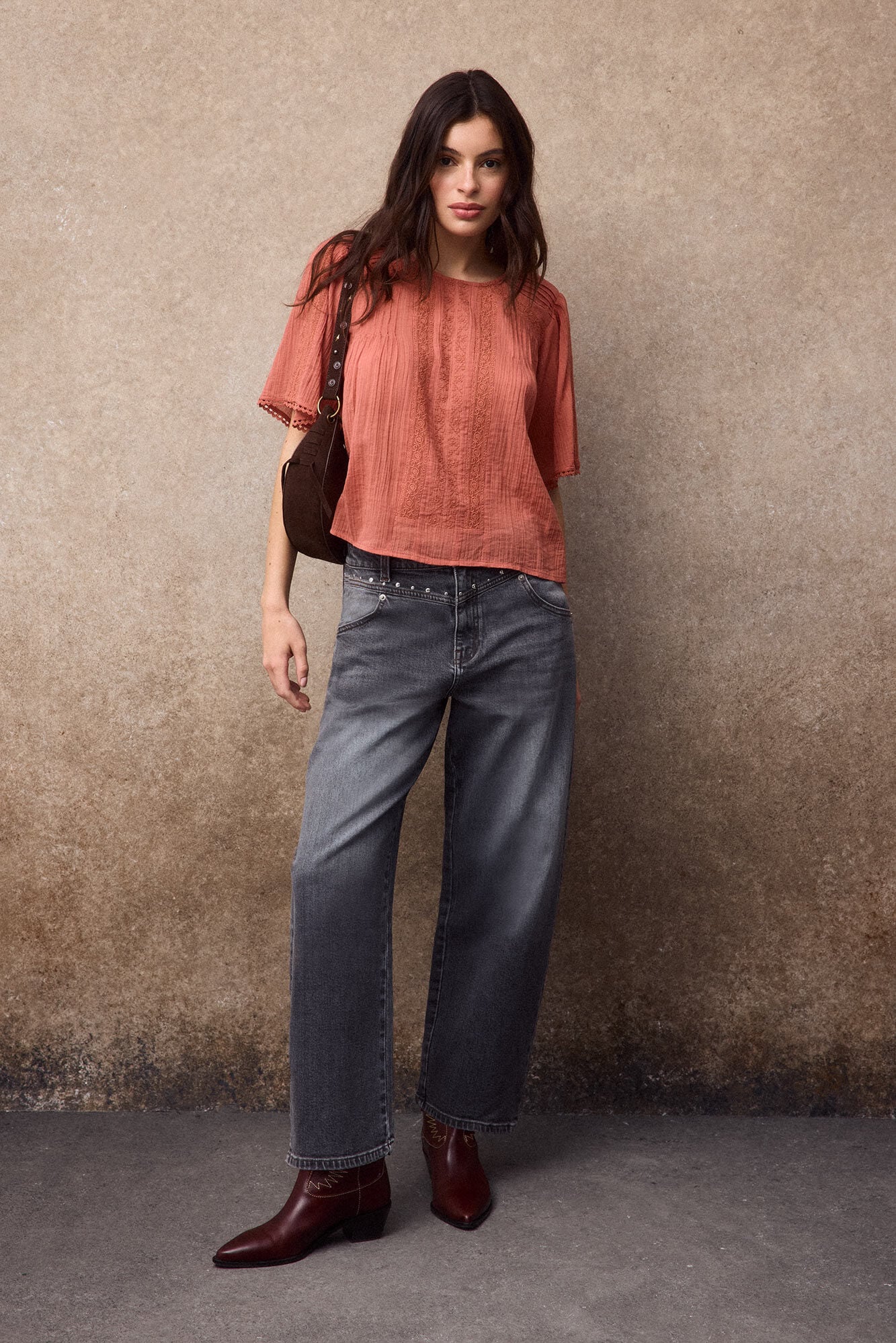 Slowlove Blusa com detalhes de renda