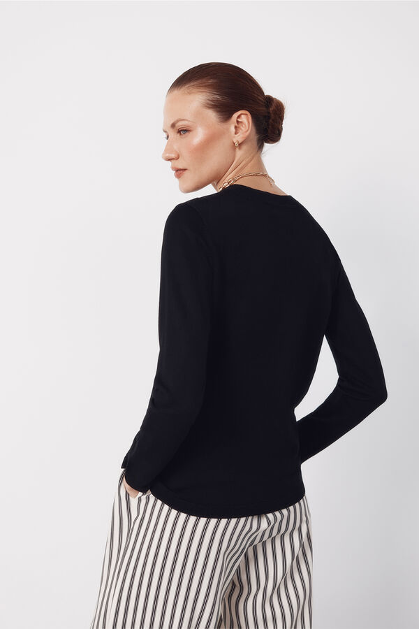 Cortefiel Jersey-knit basic jacket Black