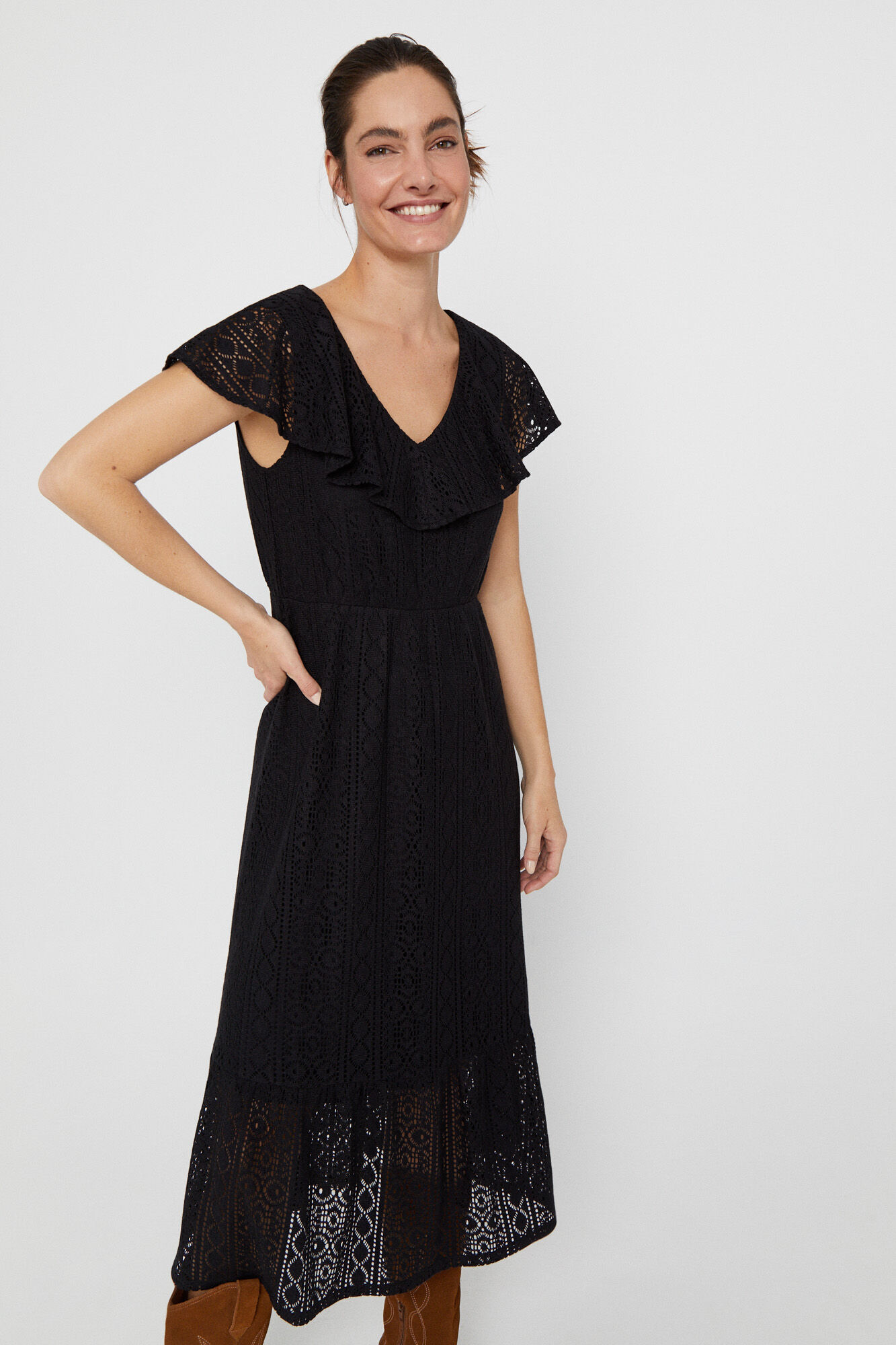 Openwork jersey knit dress Women s dresses and jumpsuits Cortefiel