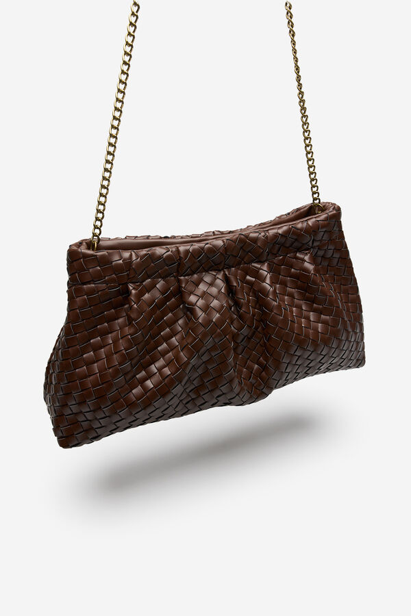 Cortefiel Woven handbag Dark brown