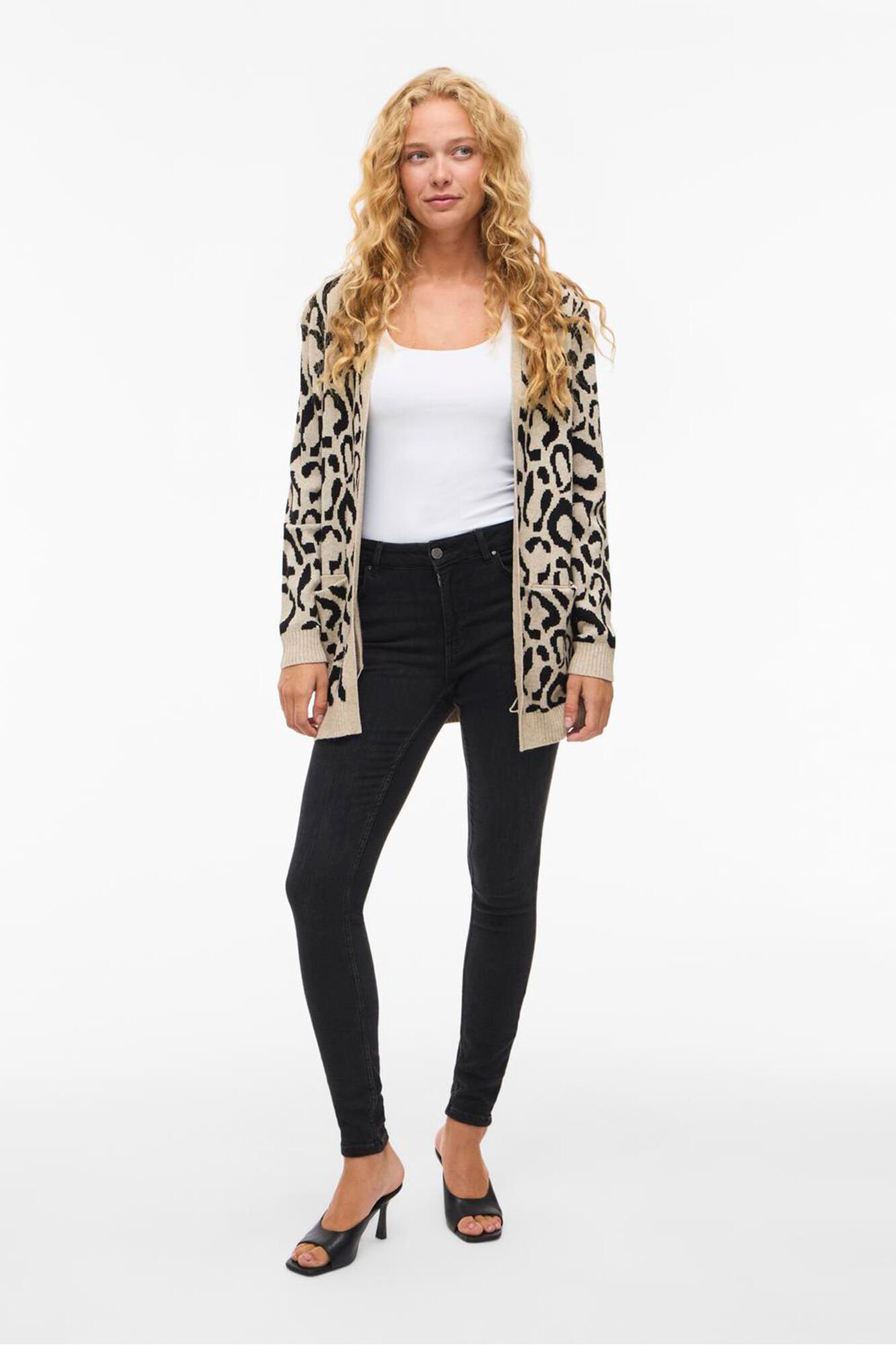 Vila Casaco de malha midi de viscose estampado