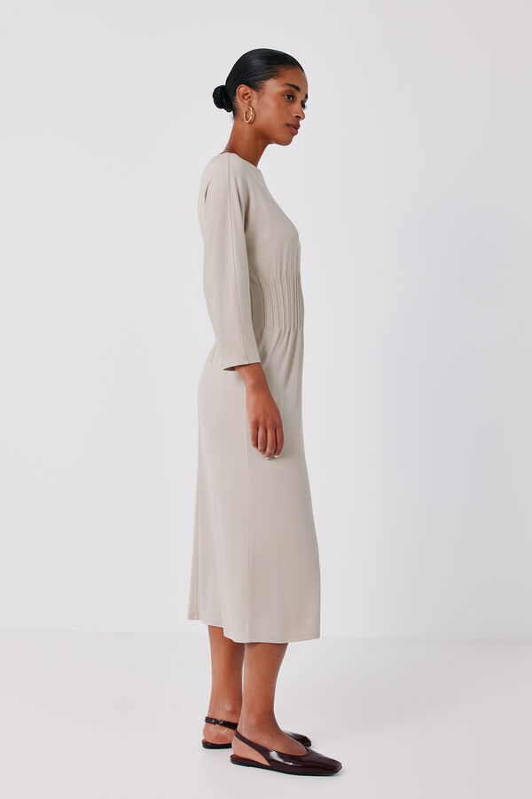 Cortefiel Pleated dress Nude