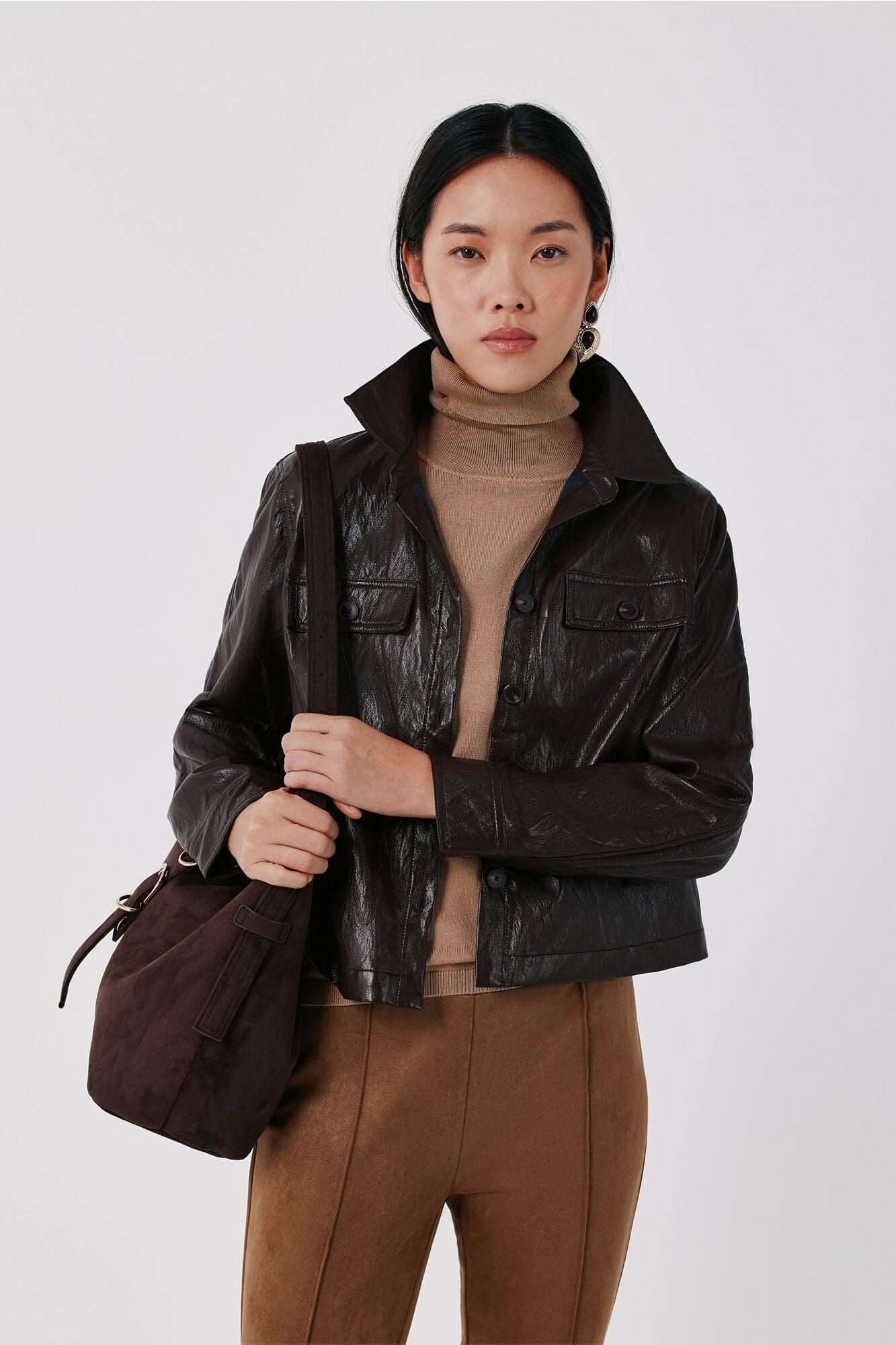 Cortefiel Faux leather lightweight jacket