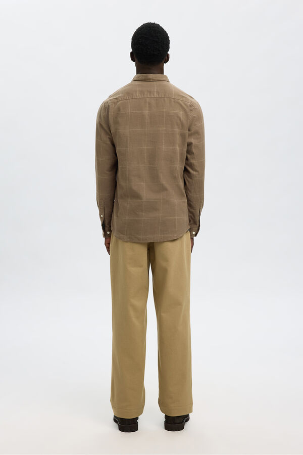 Selected Slim fit long sleeve shirt . Nude