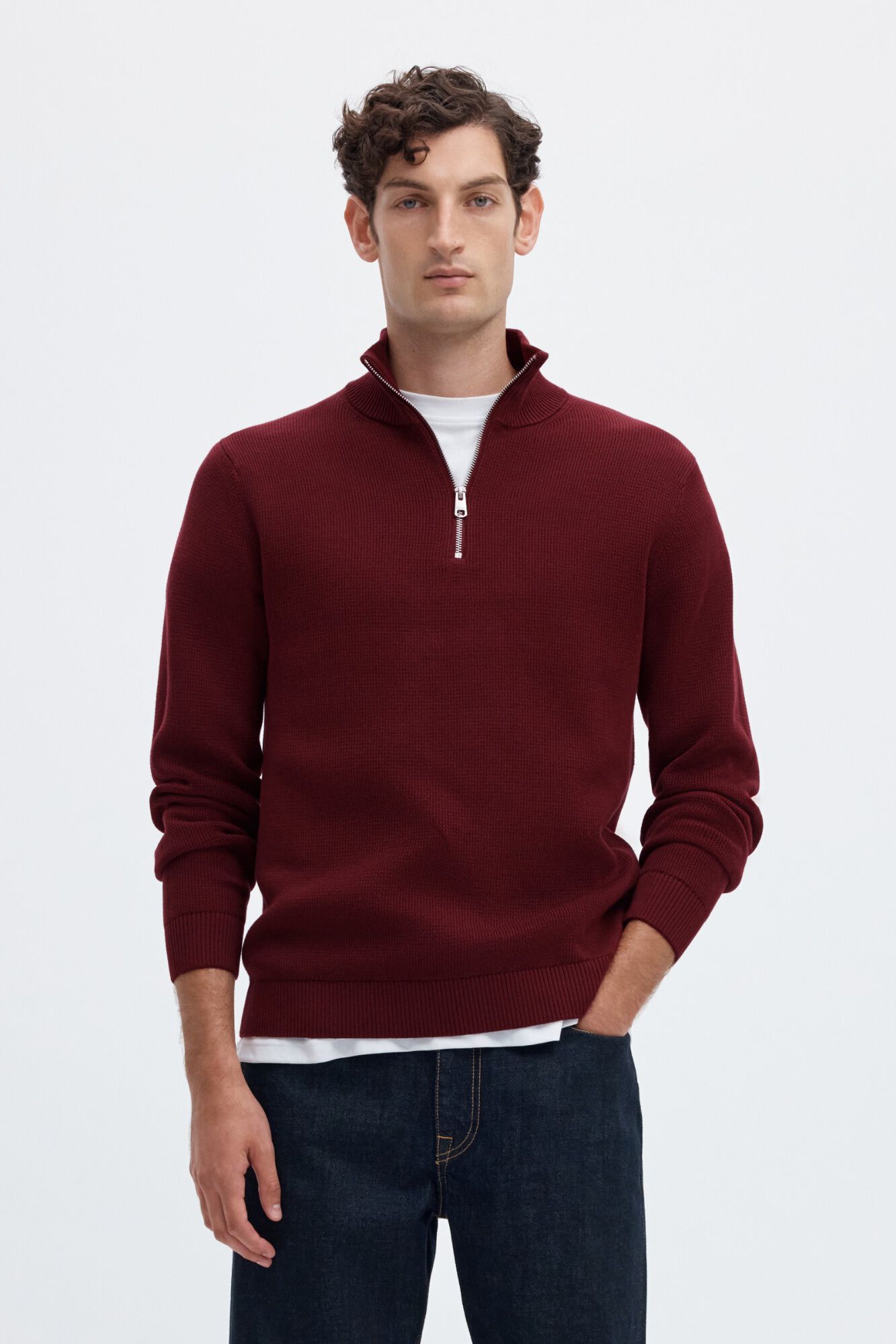 Selected Camisola 100% algod&atilde;o org&acirc;nico com fecho-&eacute;clair