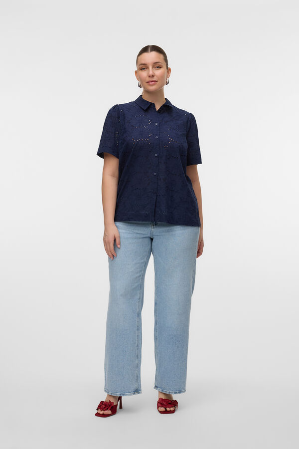 Vero Moda Curve Camisa manga corta talla grande Azul marino