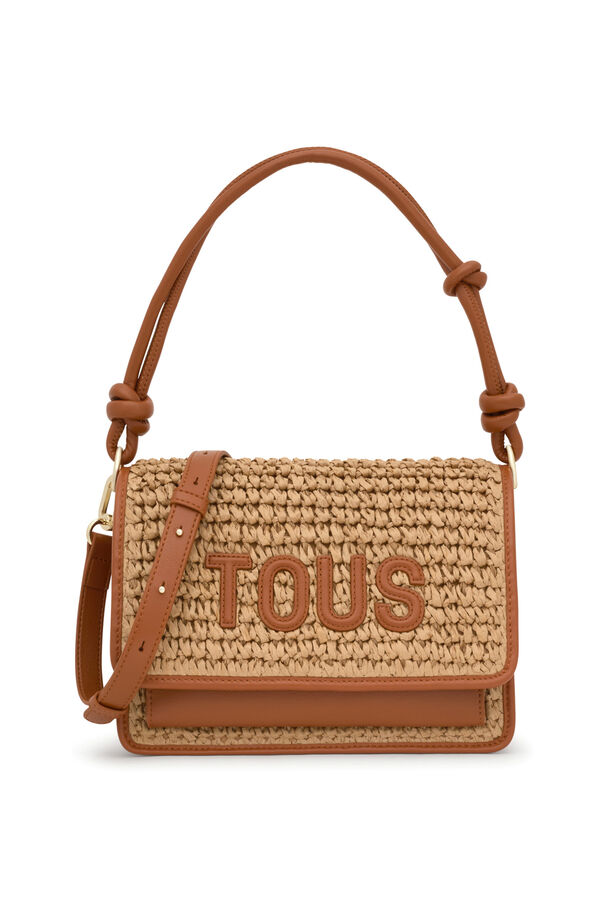 Tous Camel Audree Rafia Medium Crossbody Bag Beige