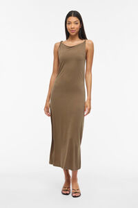 Vila Vestido midi com gola barco em modal